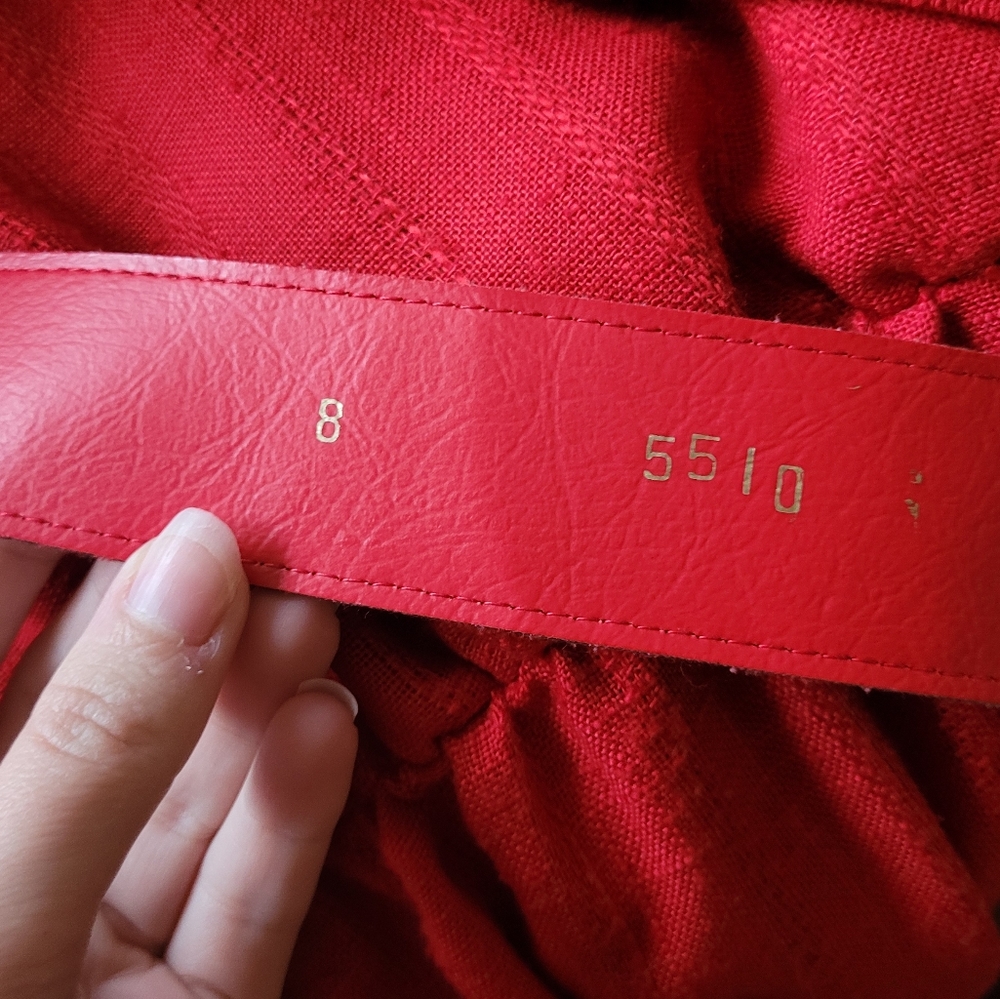 Vintage Red Belted Secretary Midi Dress - Picture 12 of 13